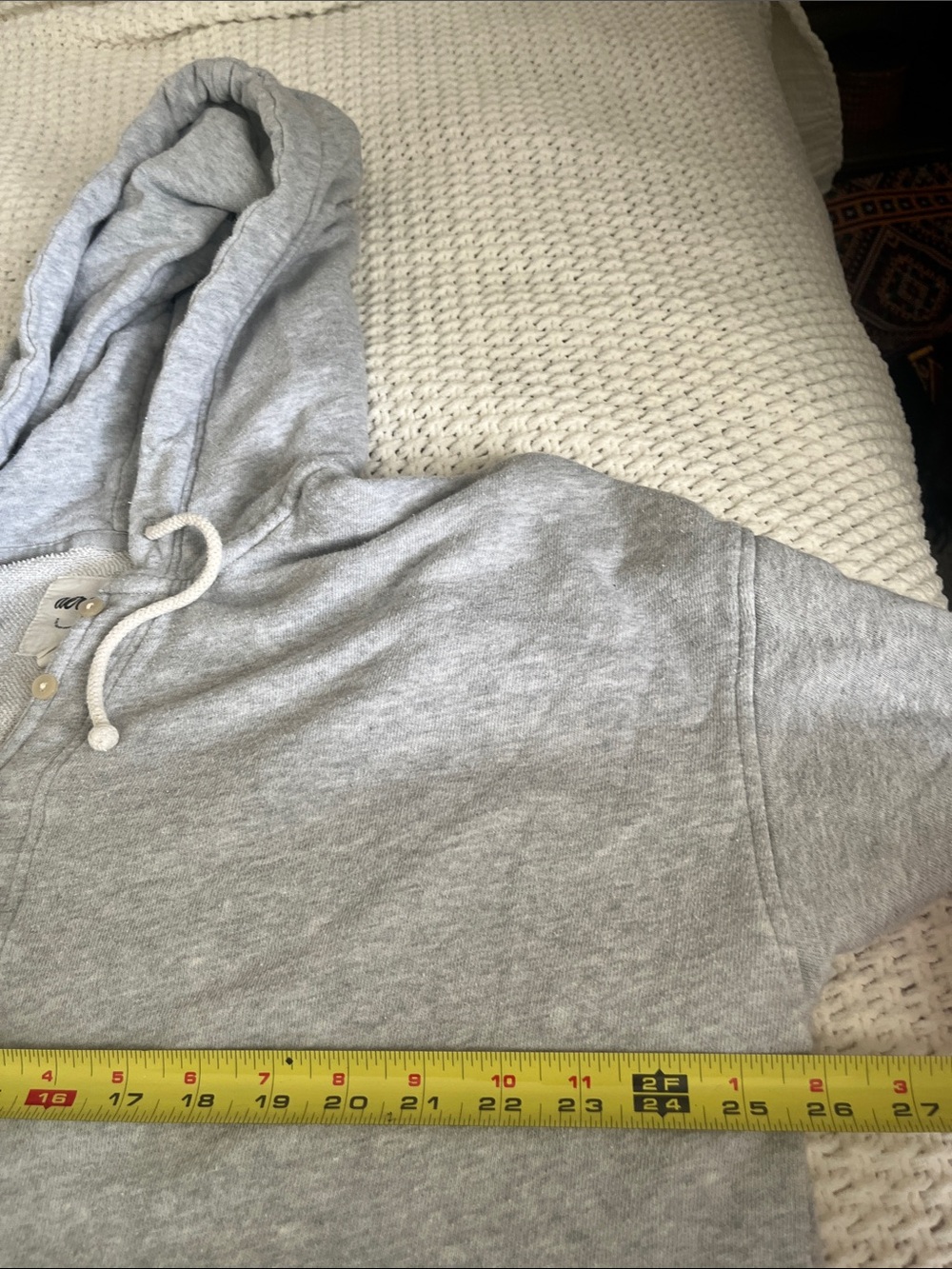 Aerie Mens Gray Hooded Henley Sweatshirt Pullover Medium Pockets * See Photos - Picture 9 of 16